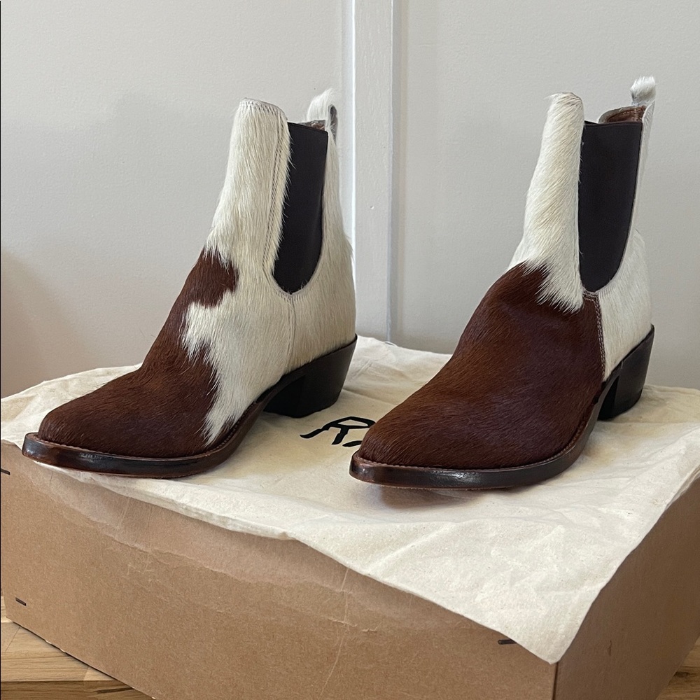 Ralph Lauren Double RL Women's Brown and Cream Ankle Boots Size 9 NWT - Picture 5 of 8